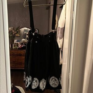 Black adjustable Suspender Skirt with White skull Accents
